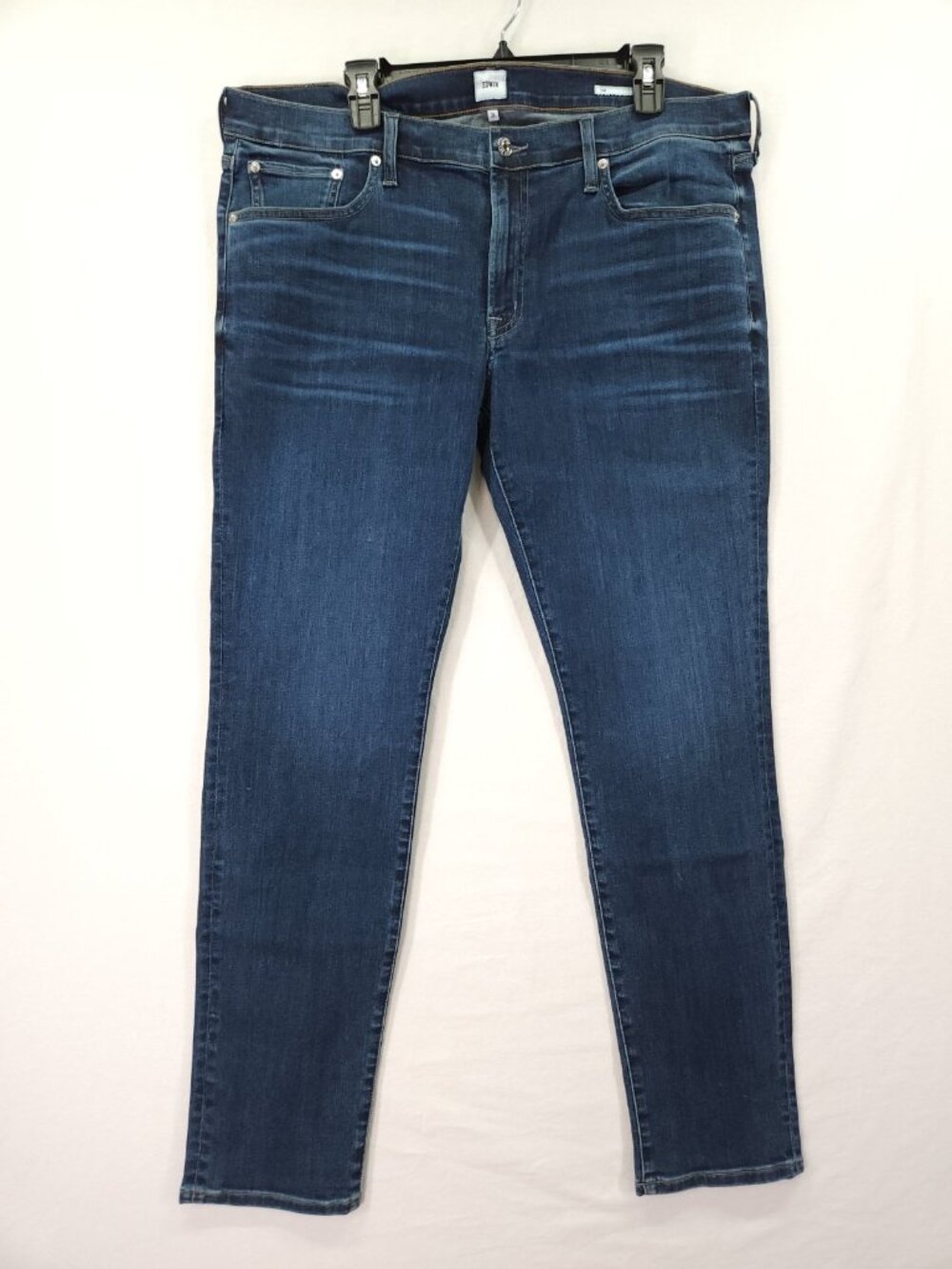 Edwin Lian Mens Size 36x31 Blue Dark Wash Stretch Slim Straight Leg Jeans Denim